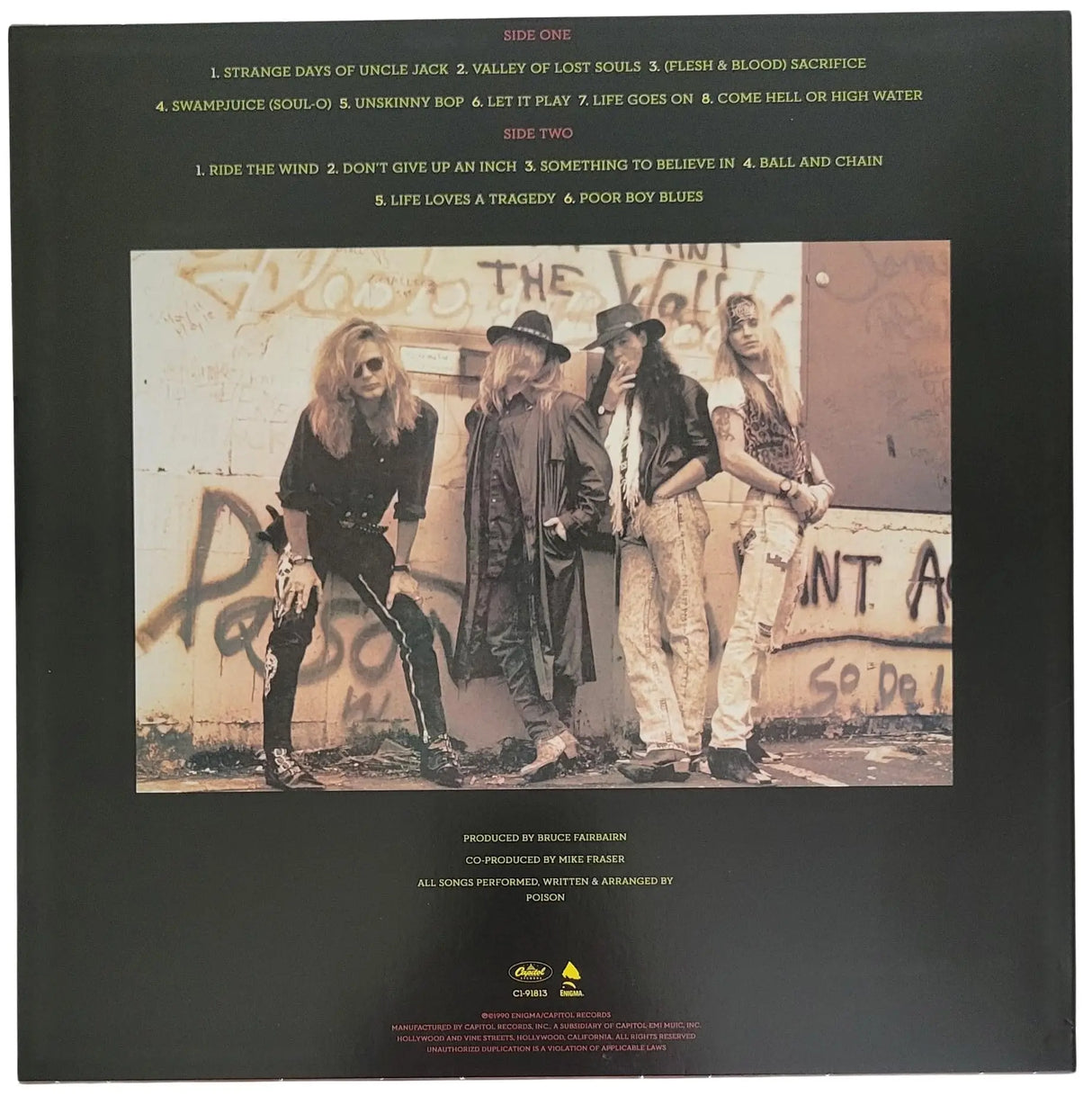 Bret Michaels Signed Poison Flesh & Blood Album COA Proof Autographed Vinyl Record