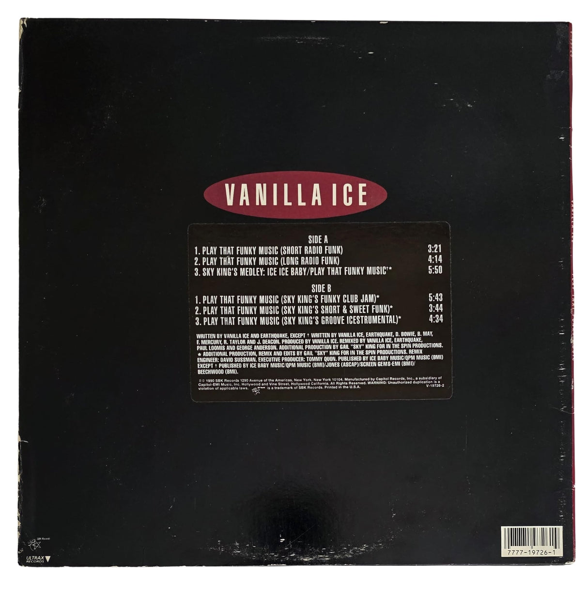 Vanilla Ice Signed Play That Funky Music Album COA Proof Autographed Vinyl Record