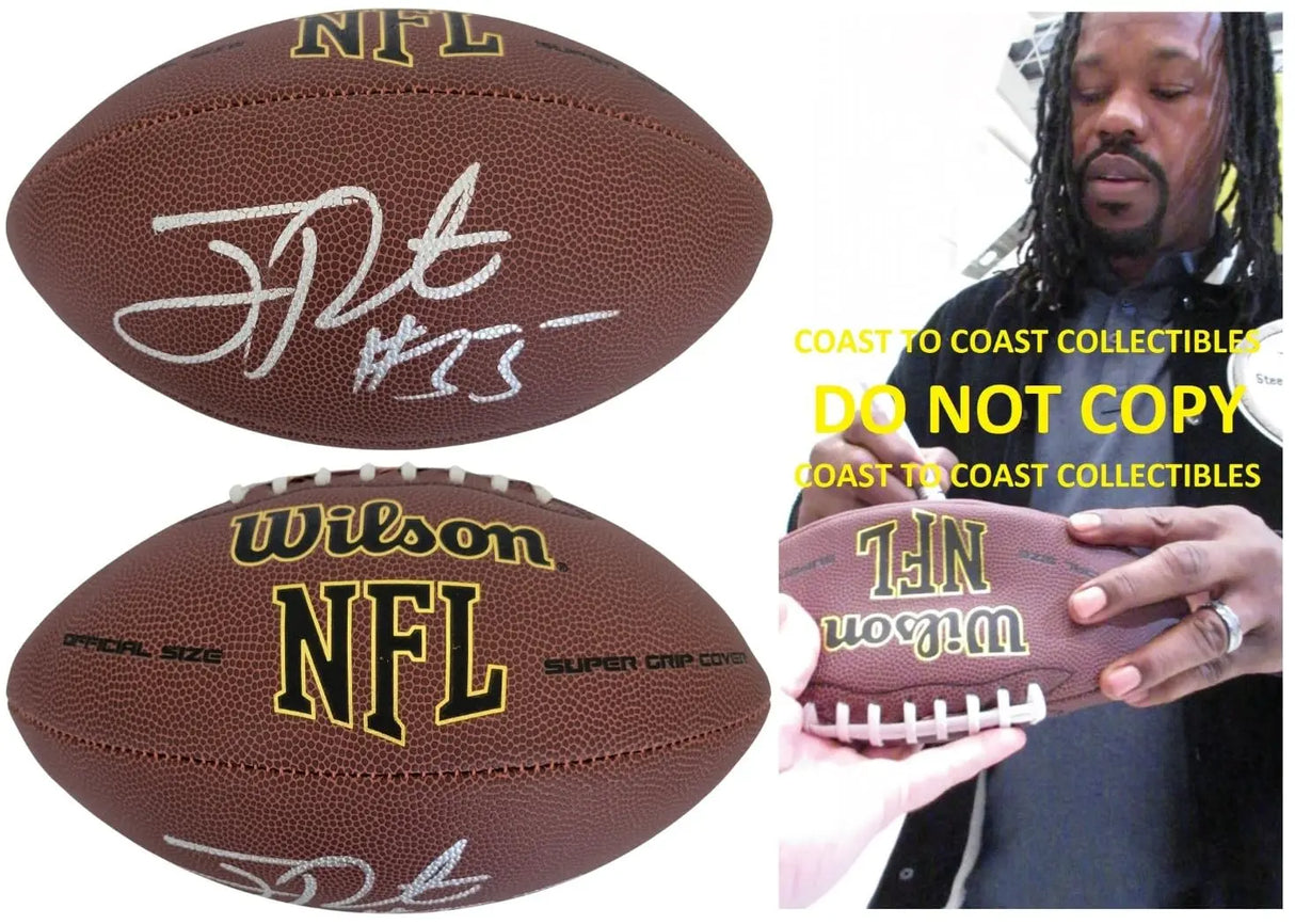 Joey Porter Signed Football Proof COA Autographed Pittsburgh Steelers