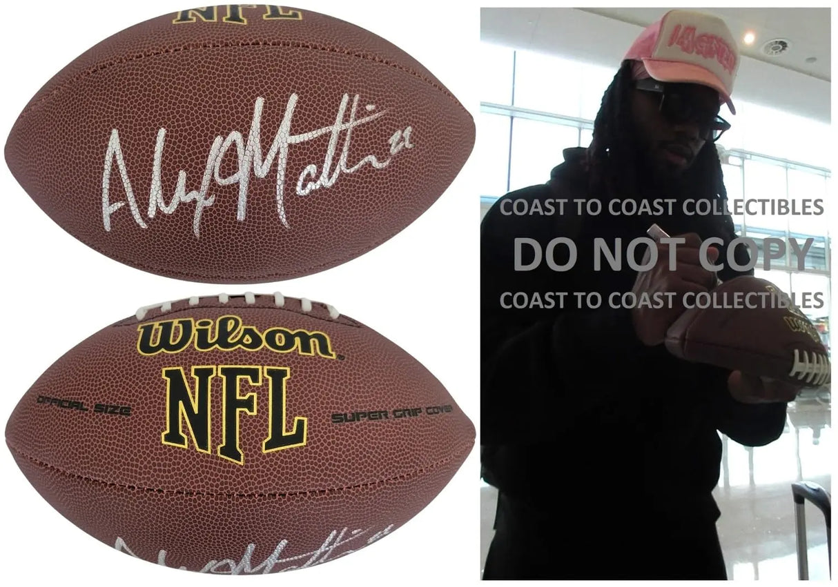 Alexander Mattison Signed Football Proof COA Autographed Raiders Vikings Boise State Broncos