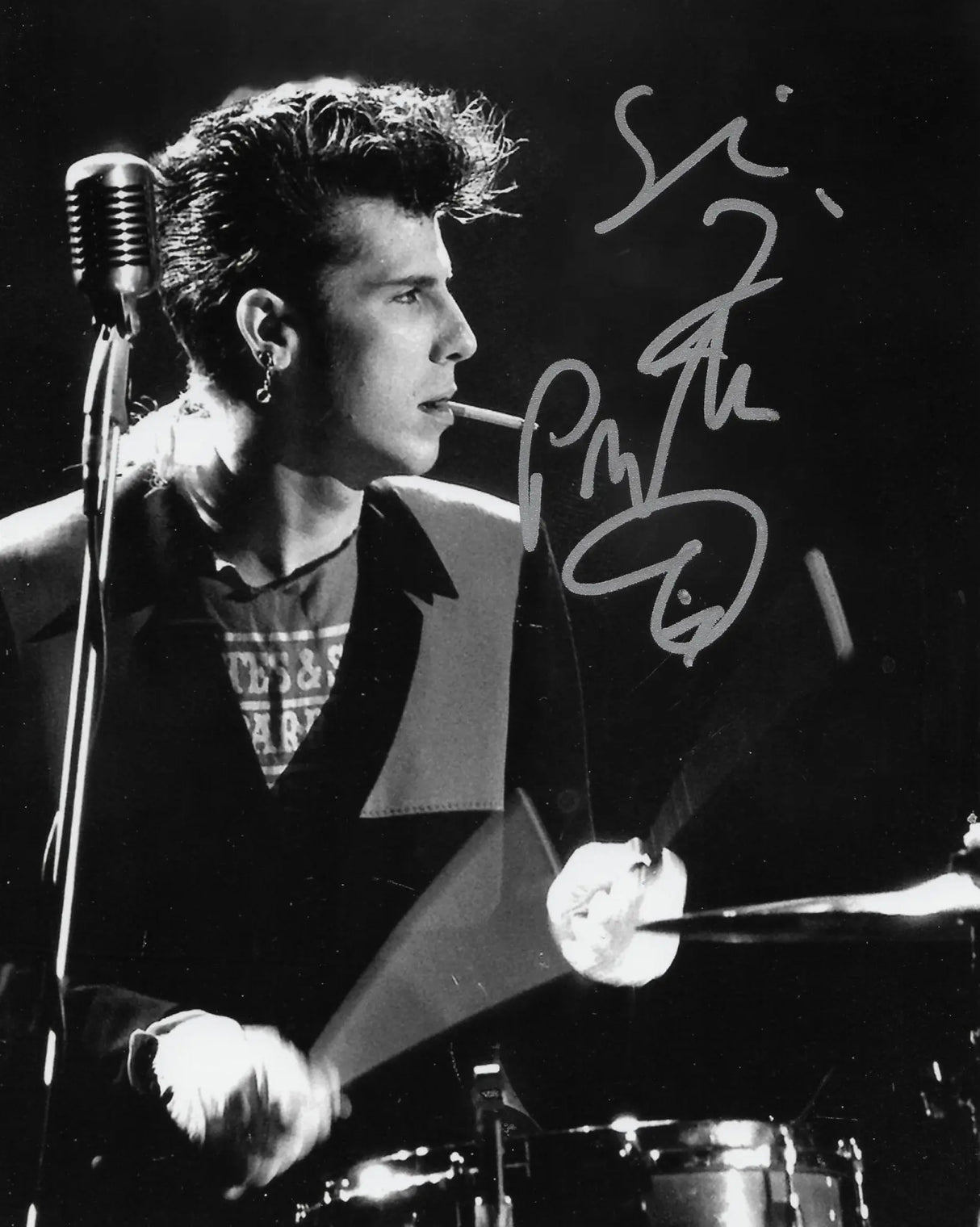 Slim Jim Phantom Signed 8x10 Photo Proof COA Autographed Stray Cats Drummer.