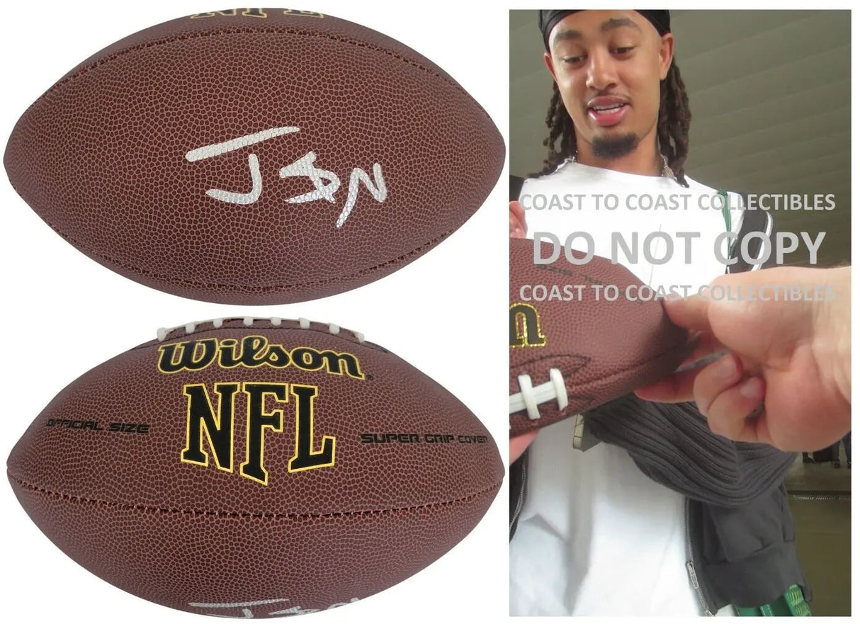 Jaxson Smith Njigba Signed Football Proof COA Autographed Seattle Seahawks Ohio State