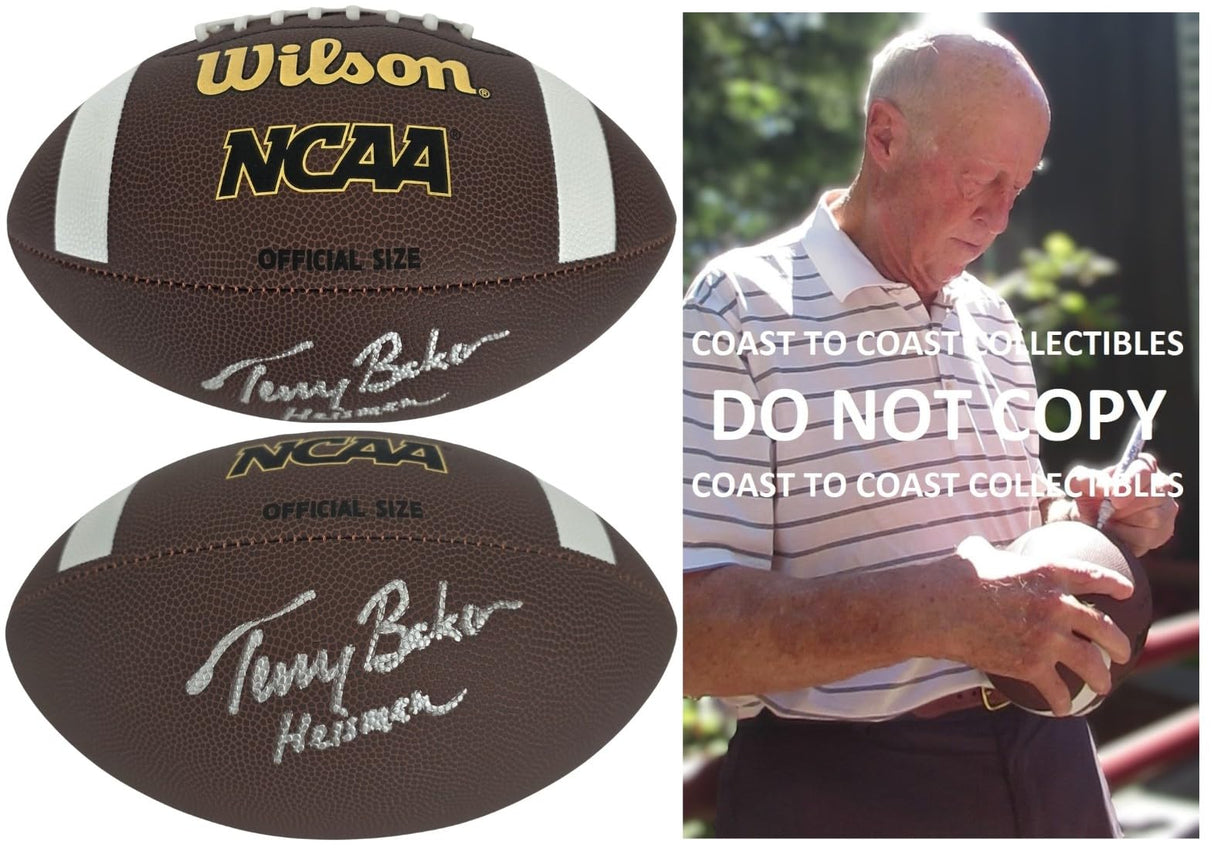 Terry Baker Signed Football Proof COA Autographed Oregon State Beavers Heisman