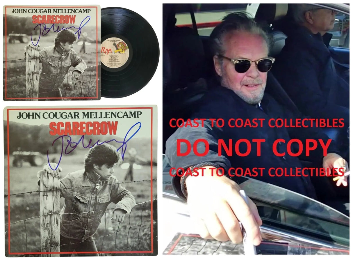 John Cougar Mellencamp Signed Scarecrow Album Vinyl Record Proof Beckett COA