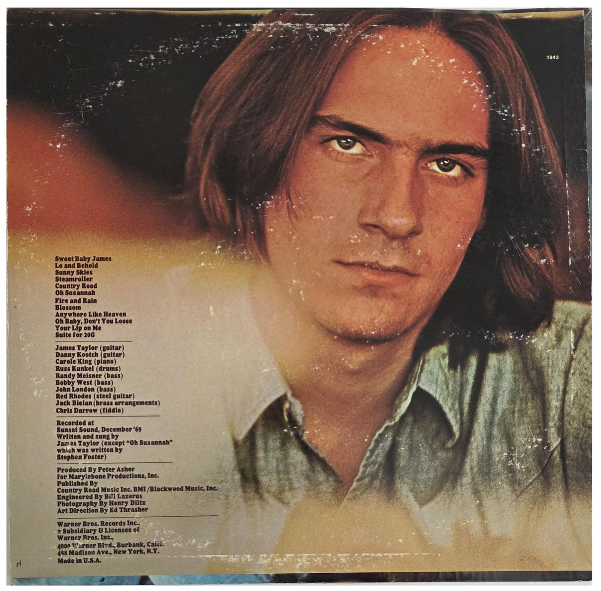 James Taylor signed Sweet Baby James album vinyl COA Exact Proof Autographed