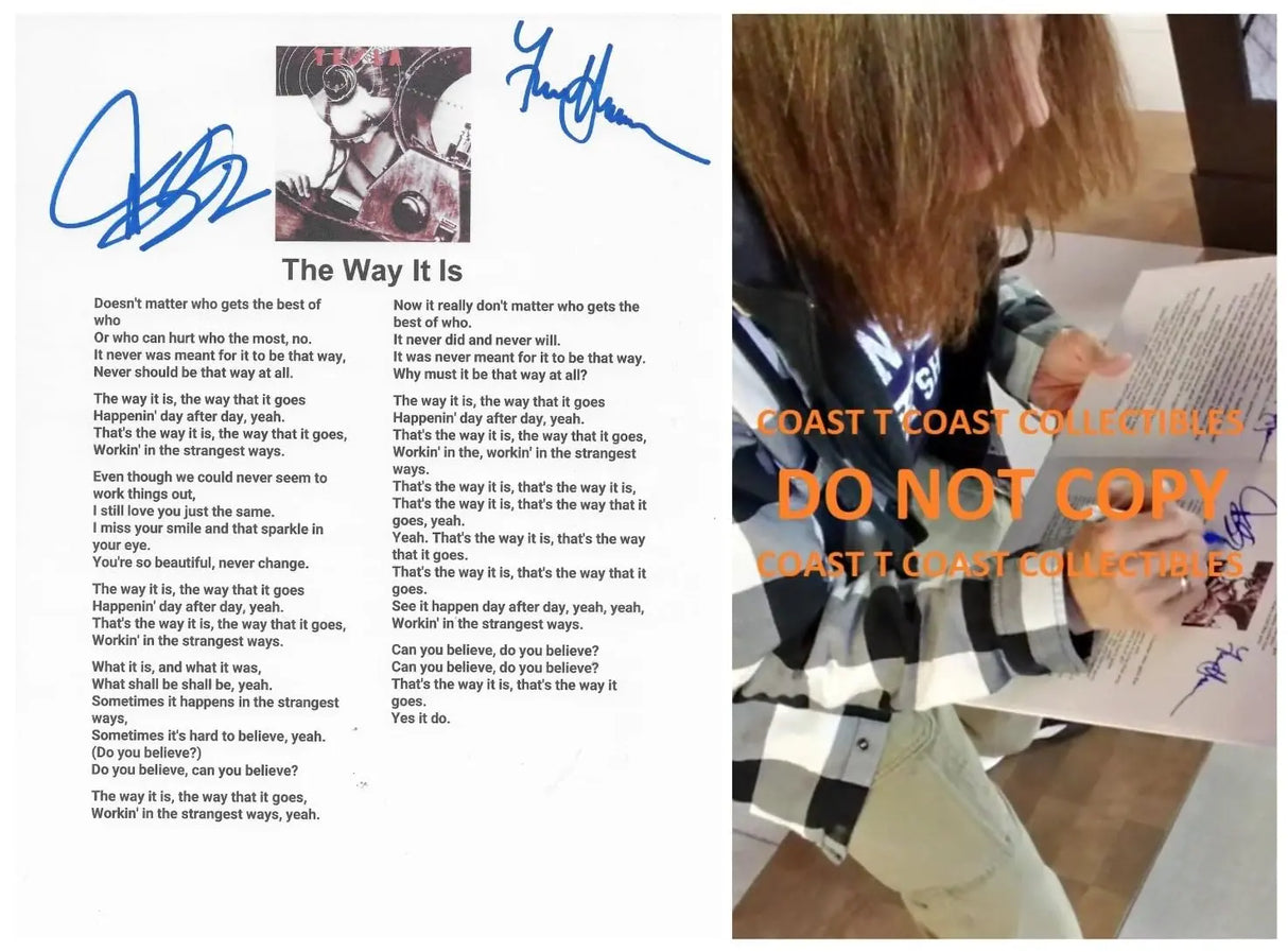 Jeff Keith & Frank Hannon Signed Tesla The Way It Is Lyrics Sheet COA Proof Autographed