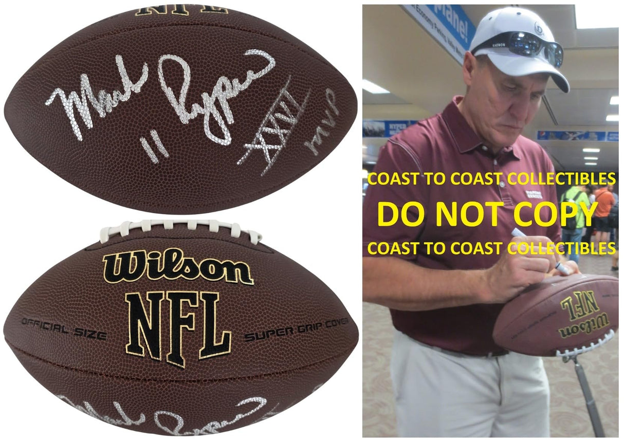 Mark Rypien Signed Football Exact Proof COA Autographed Washington SB MVP