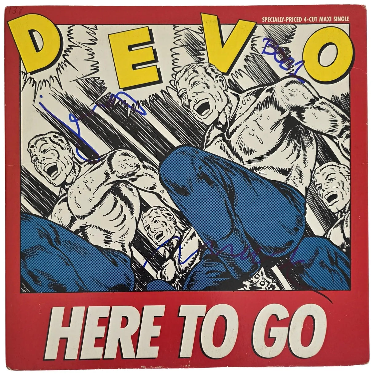 Devo Signed Here To Go Album COA Proof Autographed Vinyl Record Mark Mothersbaugh Gerald Casale Bob Mothersbaugh