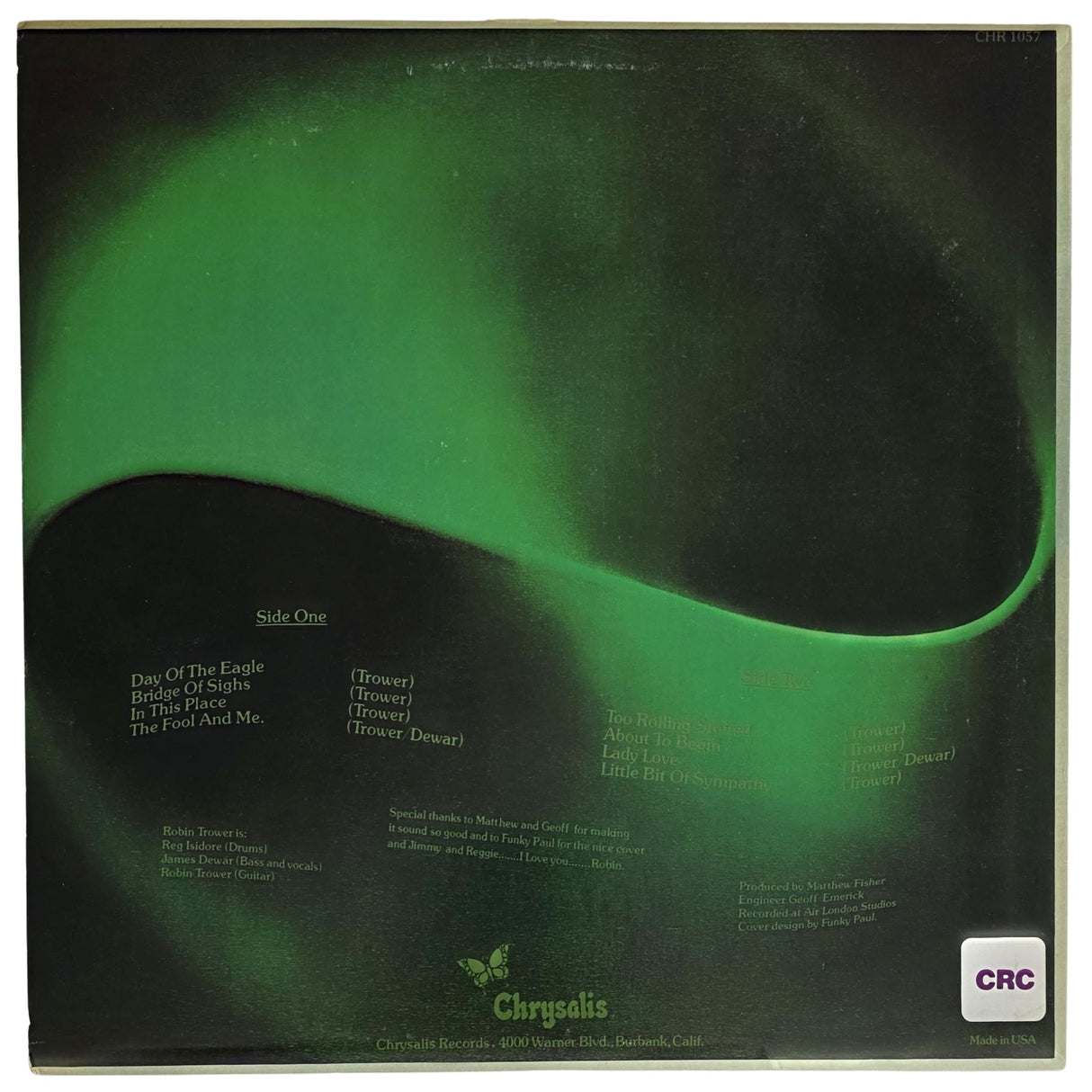 Robin Trower Signed Bridge of Sighs Album COA Proof Autographed Vinyl Record