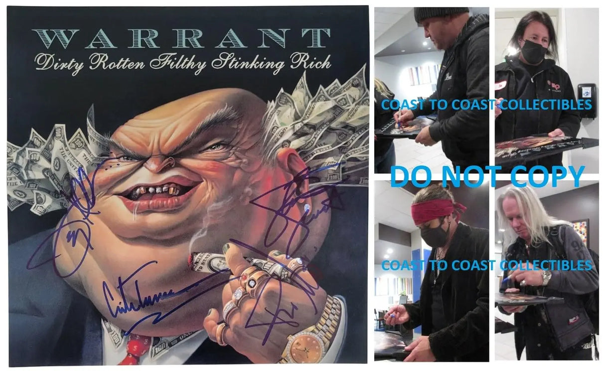Warrant Signed Dirty Rotten Filthy Stinking Rich 12x12 Album photo COA Proof Autographed