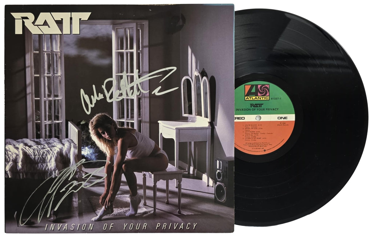 Stephen Pearcy Warren DeMartini Signed Ratt Invasion of Your Privacy Album COA Proof Autographed Vinyl Record