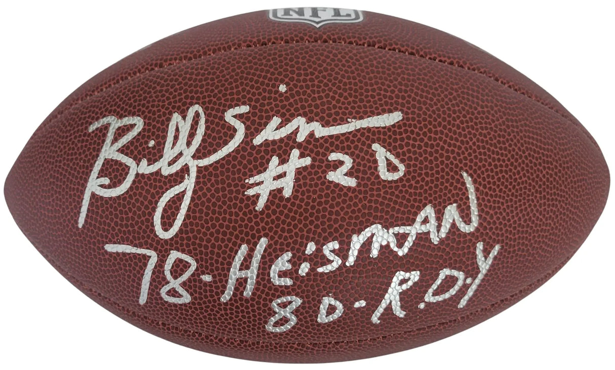 Billy Sims Signed Football Proof COA Autographed Detroit Lions Oklahoma Sooners