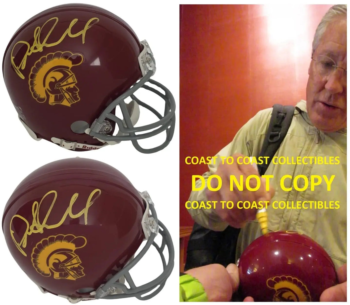 Pete Carroll Signed USC Trojans Football Mini Helmet COA Exact Proof Autographed