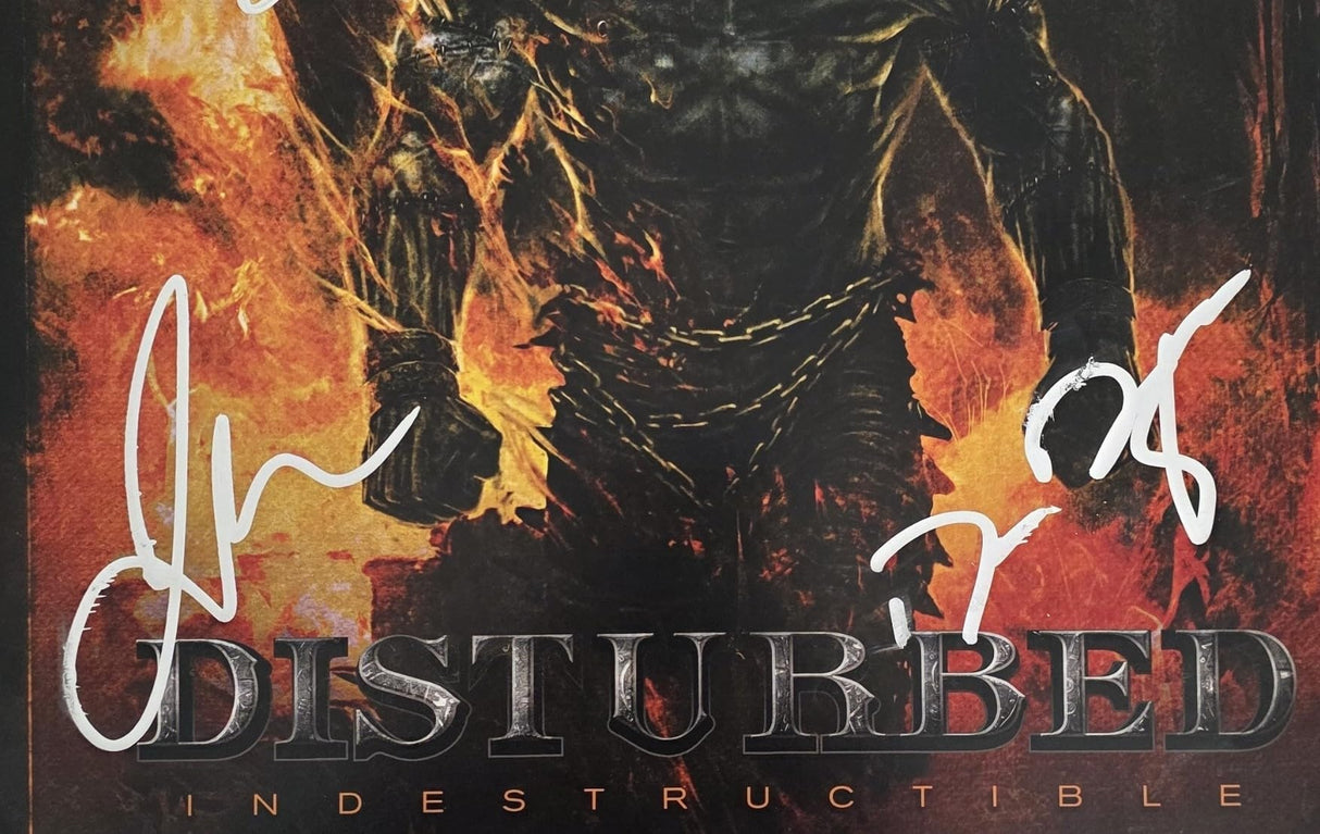 Disturbed Band Signed Indestructible Album COA Proof Autographed Vinyl Record David Draiman,Dan Donegan,Mike Wengren,John Moyer