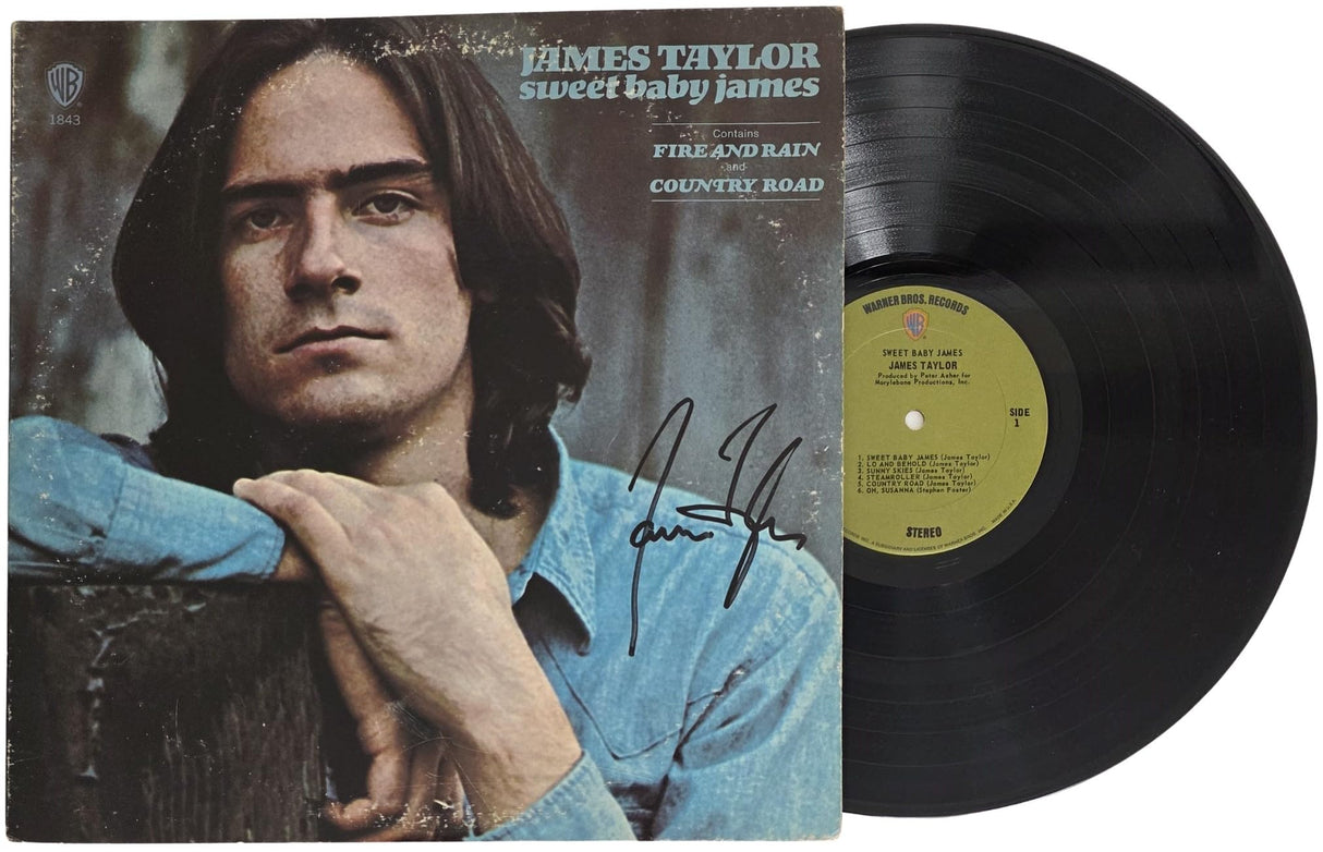 James Taylor signed Sweet Baby James album vinyl COA Exact Proof Autographed