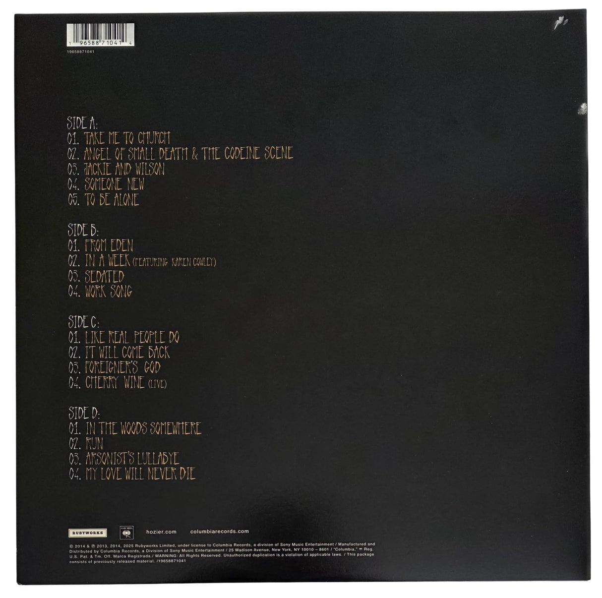 Hozier Signed Album COA Exact Proof Andrew Byrne Autographed Vinyl Record