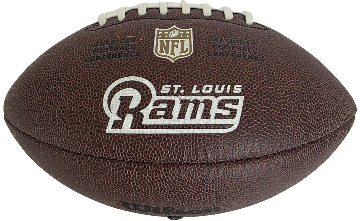 Kurt Warner Signed St. Louis Rams Logo Football COA Exact Proof Autographed HOF