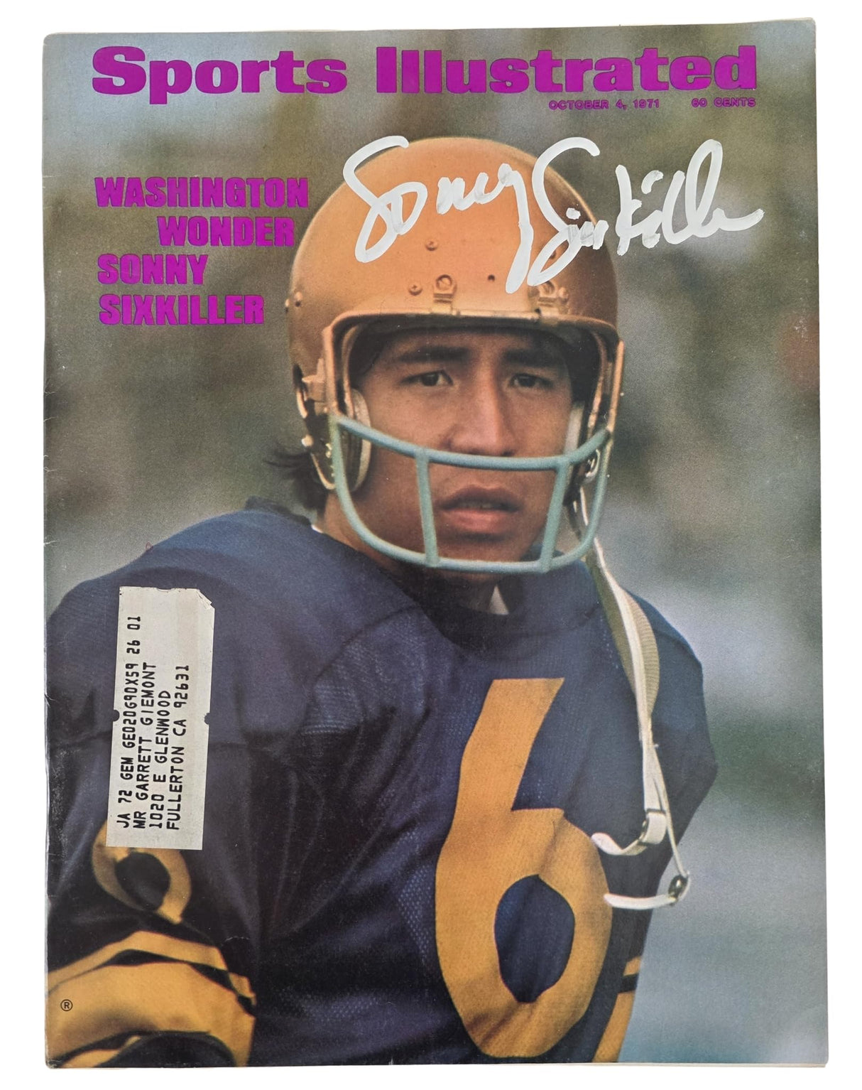 Sonny Sixkiller Signed Sports Illustrated Proof Autographed UW Huskies Football SI Magazine