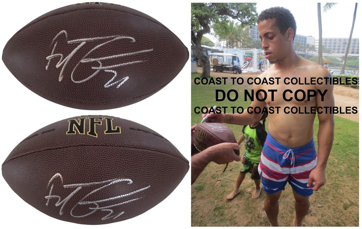 Brent Grimes Signed Football COA Proof Tampa Bay Bucs Falcons Dolphins Autographed