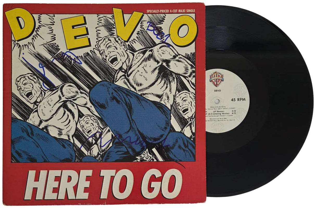 Devo Signed Here To Go Album COA Proof Autographed Vinyl Record Mark Mothersbaugh Gerald Casale Bob Mothersbaugh