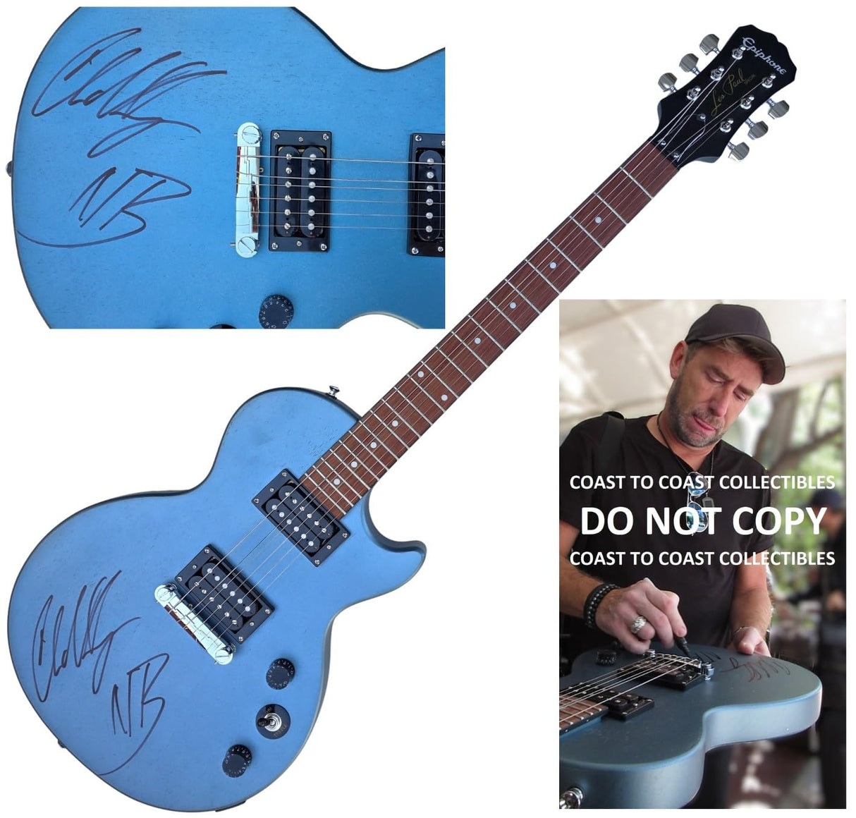 Chad Kroeger Signed Les Paul Guitar Electric Guitar COA Exact Proof Autographed Nickelback