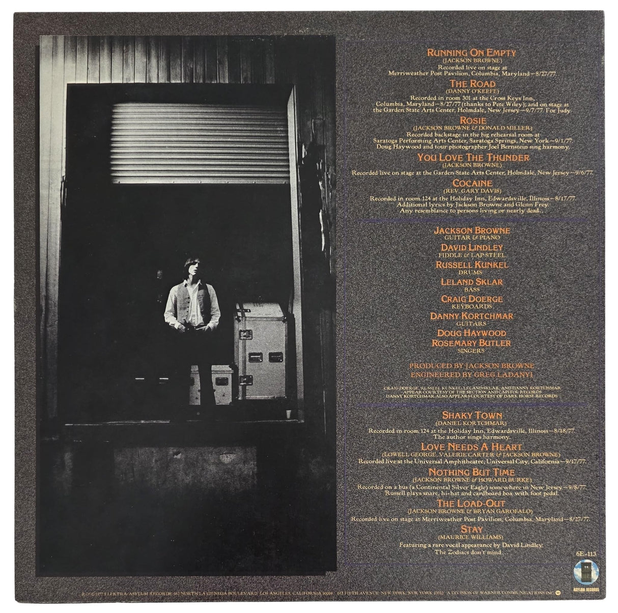 Jackson Browne Signed Running on Empty Album COA Proof Autographed Vinyl Record