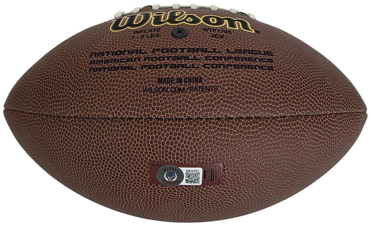 Terrell Davis Signed Football Proof Beckett COA Denver Broncos Georgia Bulldogs Autographed