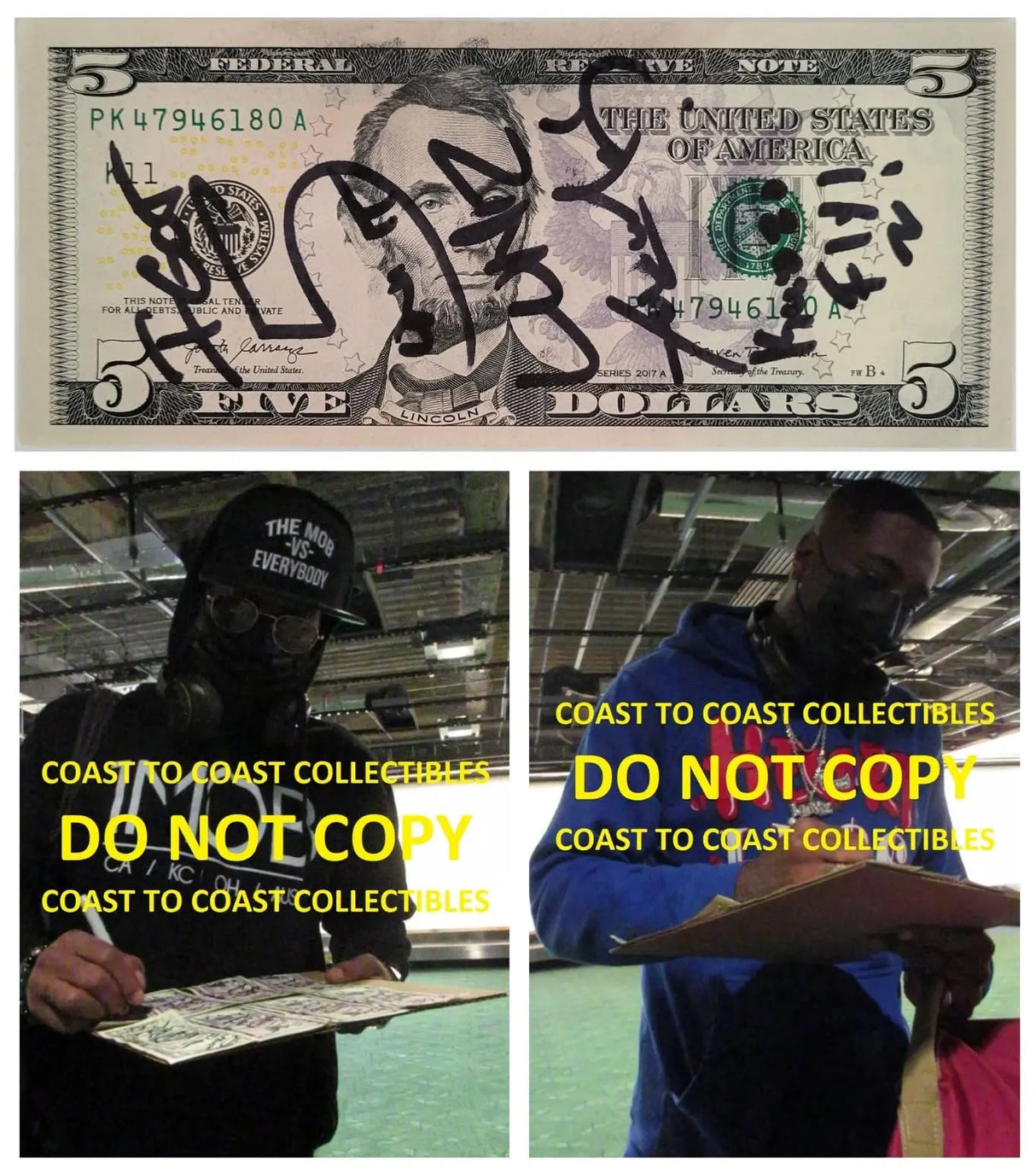The LUNIZ Yuckmouth ?I GOT 5 ON IT? signed 5 Dollar Bill COA proof autographed STAR