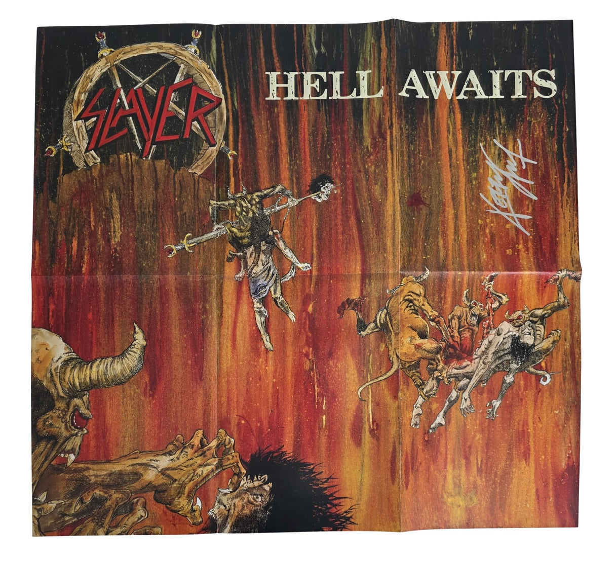 Kerry King Signed Hell Awaits 23x24.5 Poster COA Exact Proof Autographed Slayer Poster