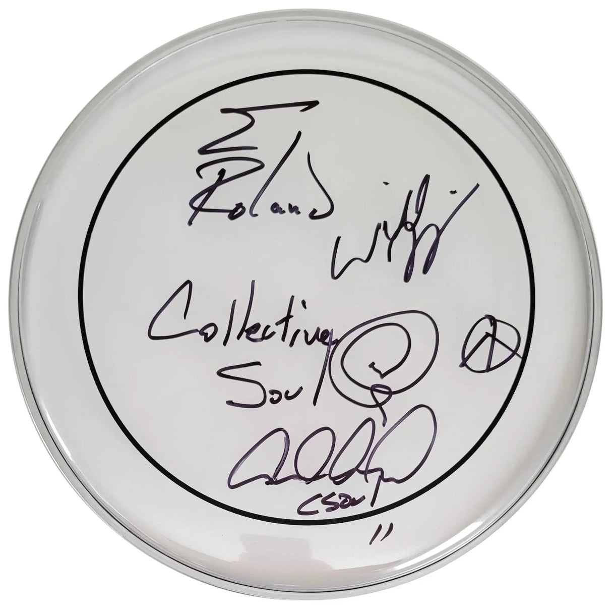 Collective Soul Band Signed 12'' Drumhead COA Proof Autographed Ed Roland Dean Roland Will Turpin