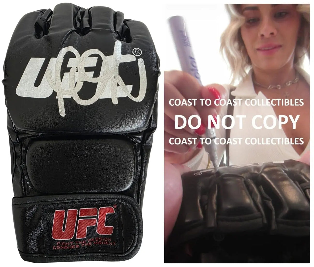 Paige VanZant Signed UFC Glove MMA COA Exact Proof Autographed Mixed Martial Artist