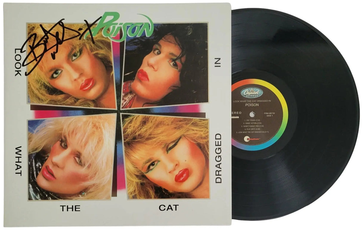 Bret Michaels Signed Poison Look What the Cat Album COA Proof Autographed Vinyl Record