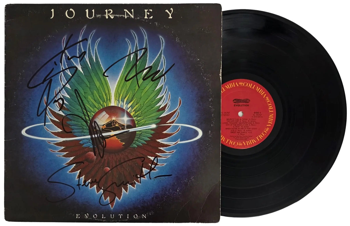 Journey Signed Infinity Album COA Proof Autographed Vinyl Record Steve Perry, Steve Smith, Neal Schon, Ross Valory