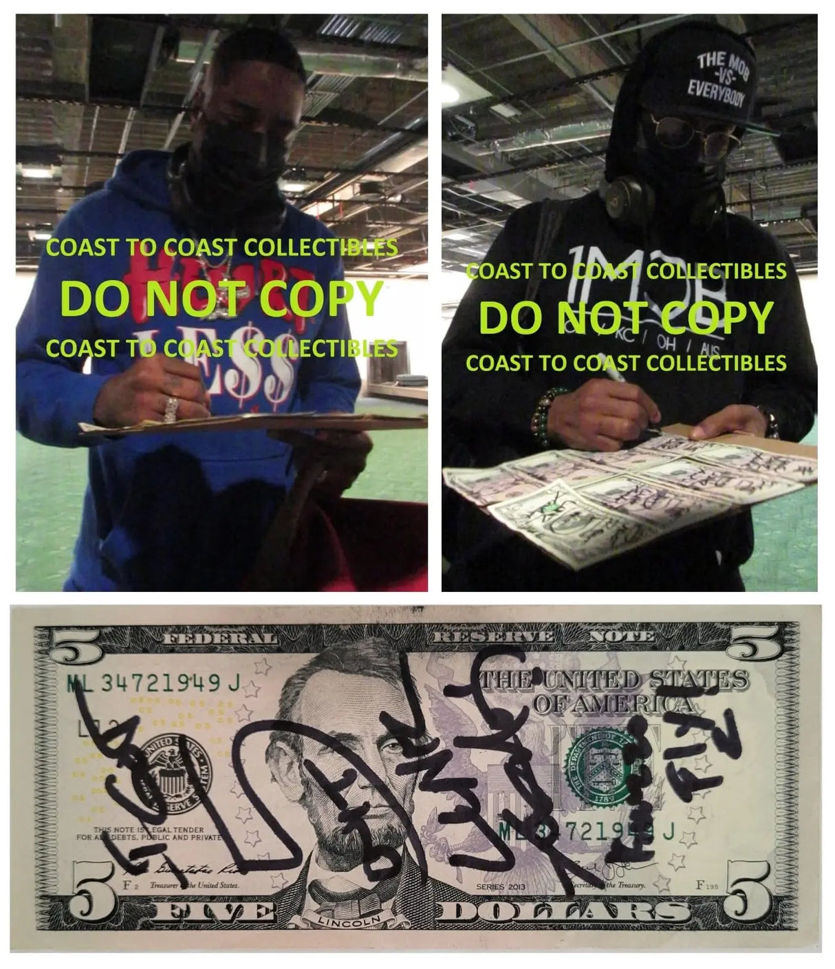 The LUNIZ Yuckmouth ?I GOT 5 ON IT? signed 5 Dollar Bill COA proof autographed. STAR