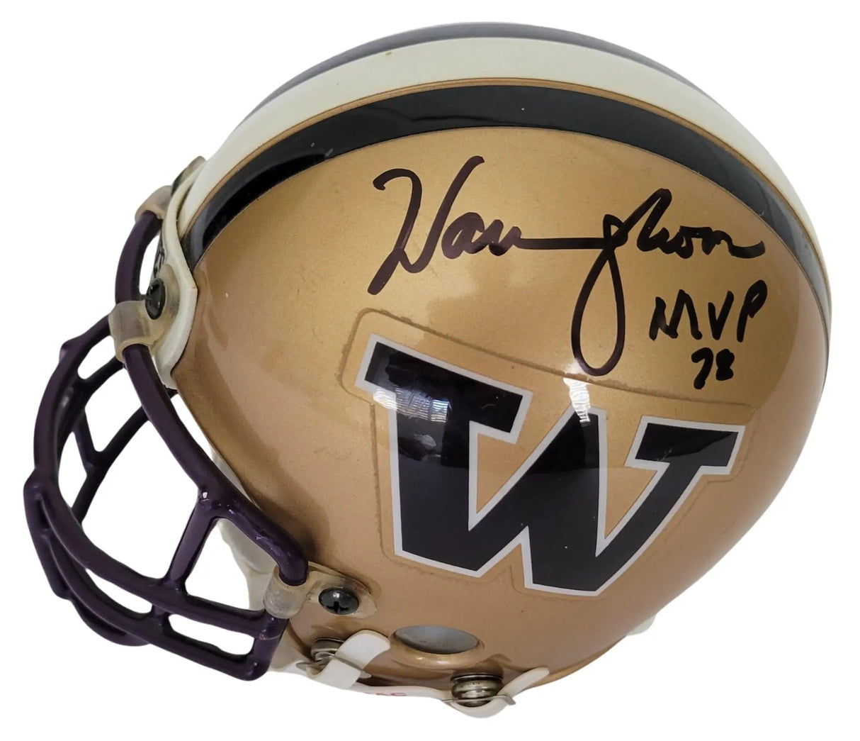 Warren Moon Signed Mini Football Helmet COA Proof Autographed Washington Huskies