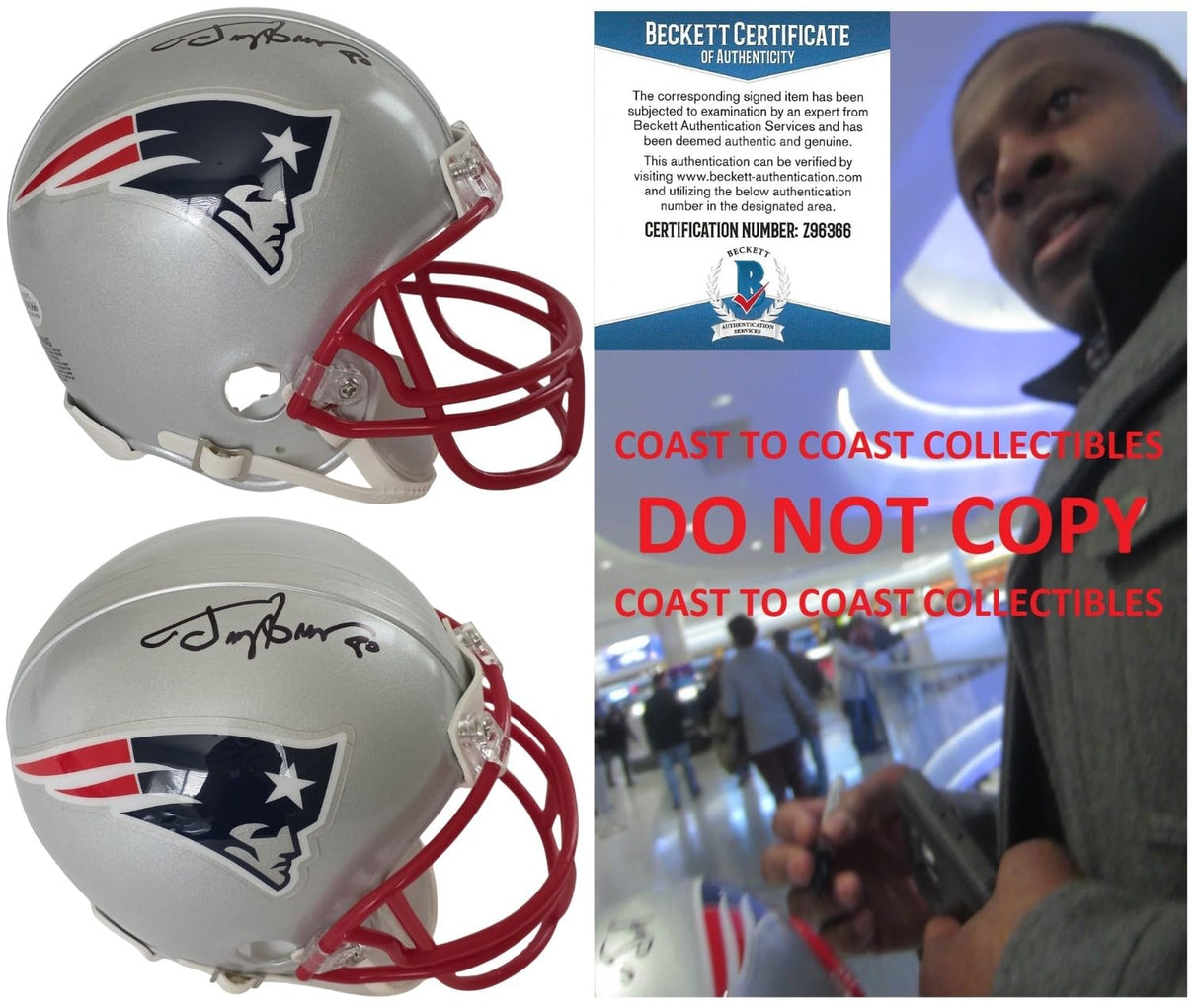Troy Brown Signed Patriots Mini Football Helmet Proof Beckett COA Autographed New England Pats