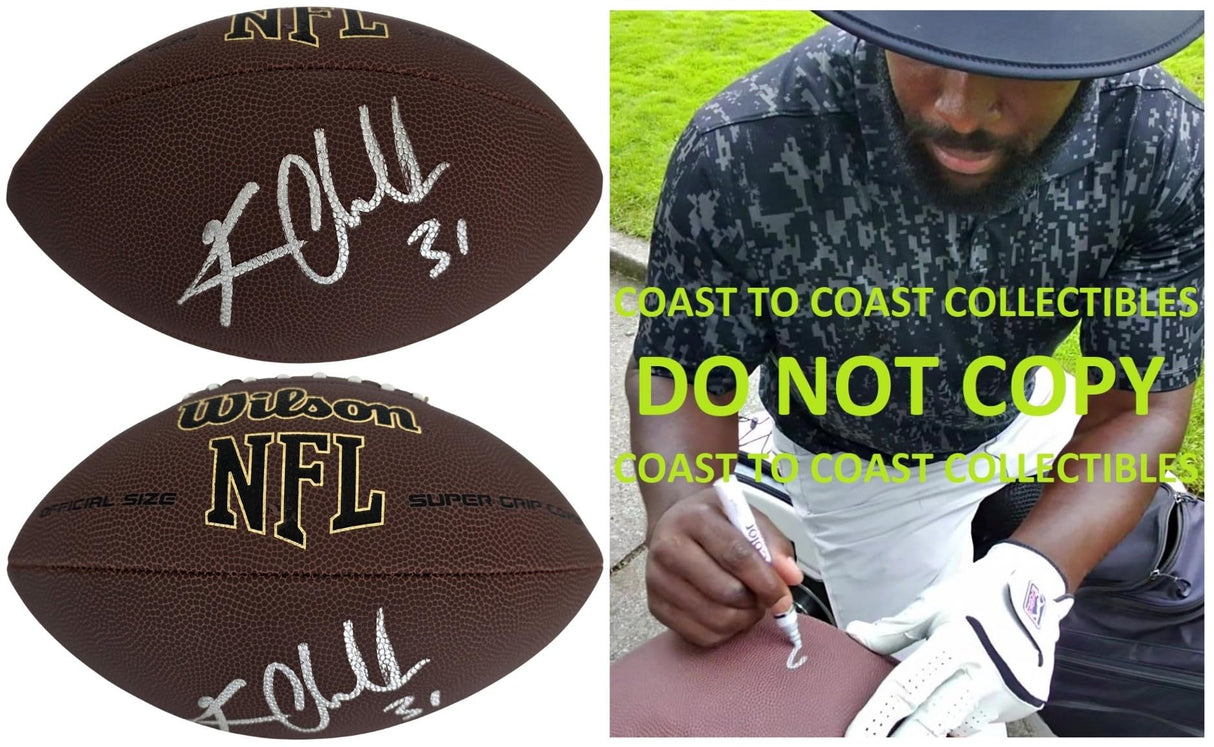 Kam Chancellor Signed Football COA Exact Proof Autographed Seattle Seahawks
