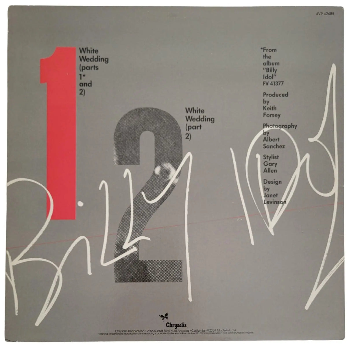 Billy Idol Signed White Wedding Album COA Proof Autographed Vinyl Record STAR