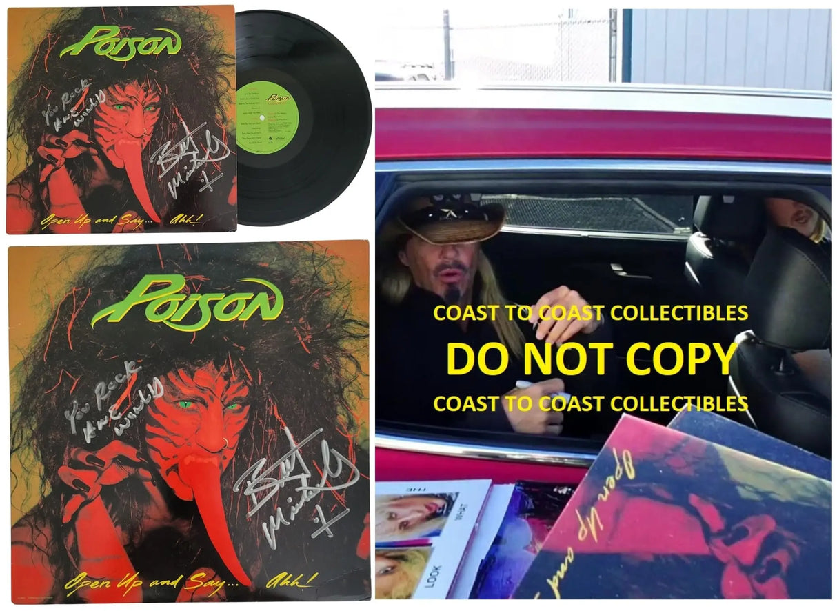 Bret Michaels Signed Poison Open Up and Say...Ahh! Album Beckett COA Proof Autographed Vinyl Record