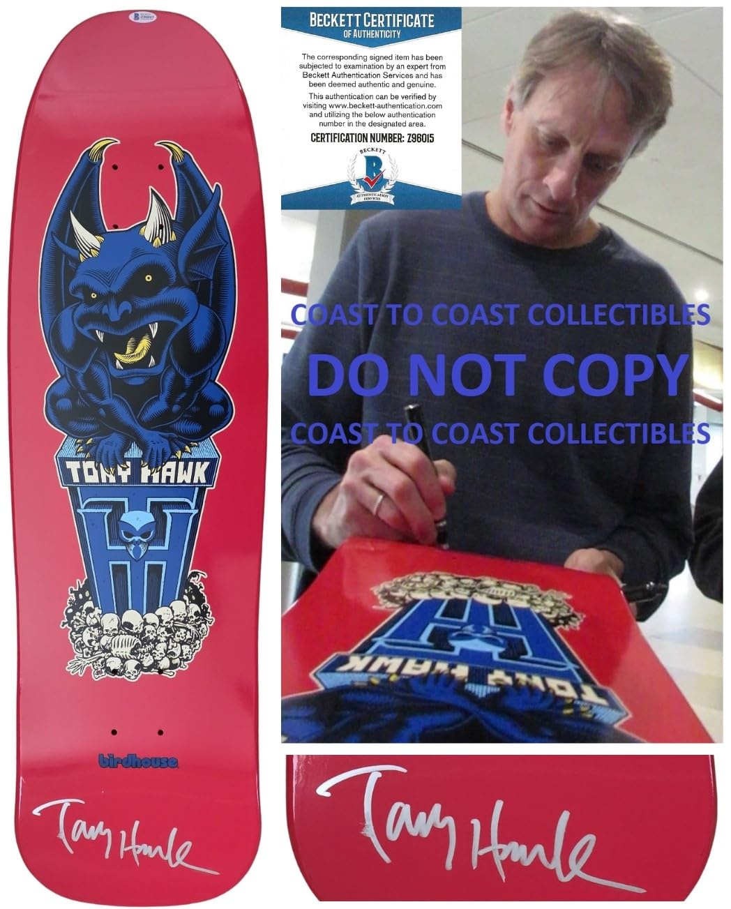 Tony Hawk Signed Birdhouse Skateboard Deck COA Exact Proof Beckett Autographed