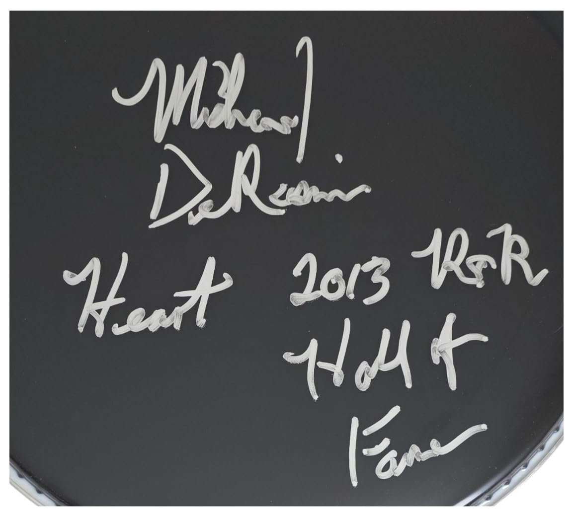 Michael Derosier Heart HOF Drummer Signed Drumhead COA Exact Proof Autographed
