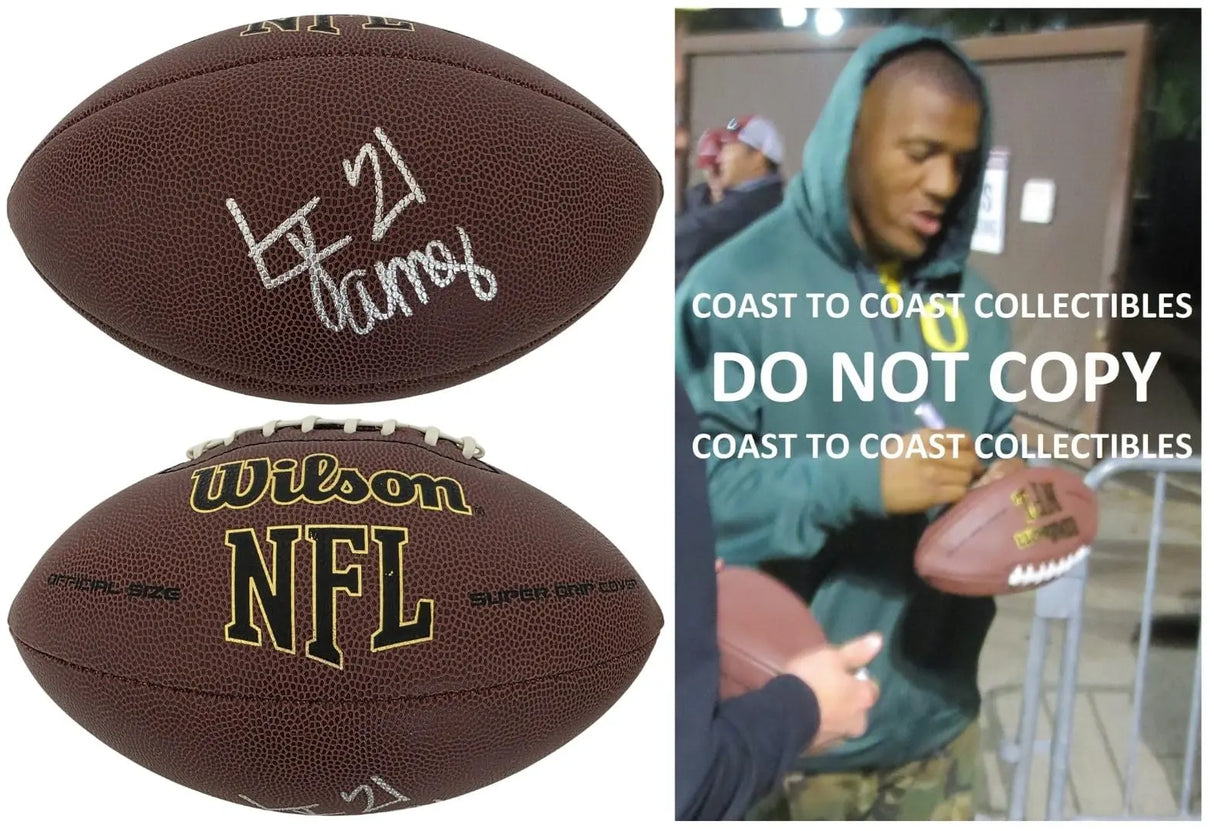 LaMichael James Signed Football COA Proof Autographed San Francisco 49ers Oregon Ducks