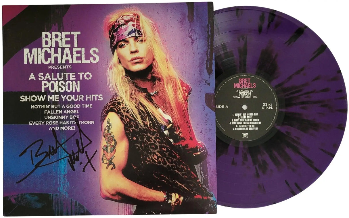 Bret Michaels Signed Poison Show Me Your Hits Album COA Proof Autographed Vinyl Record