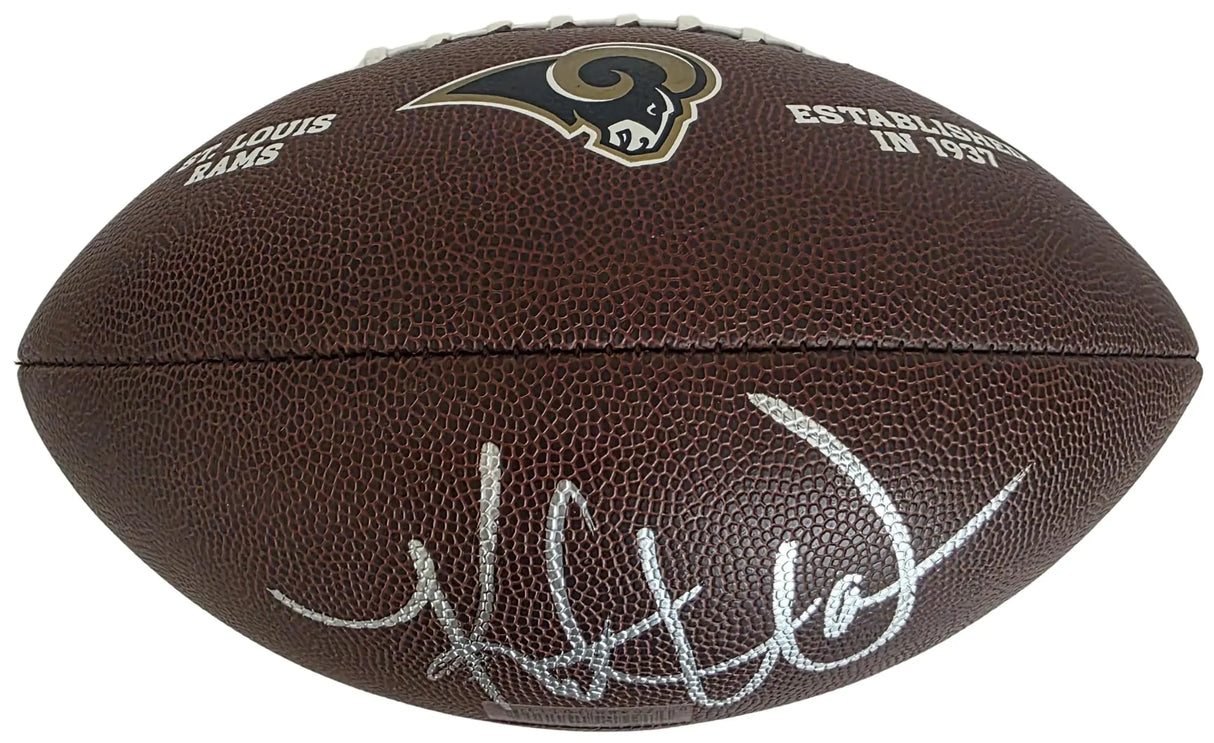 Kurt Warner Signed St. Louis Rams Logo Football COA Exact Proof Autographed HOF