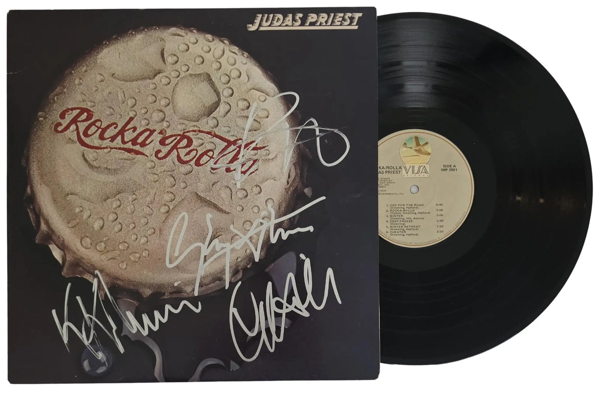 Judas Priest Signed Rocka Rolla Album COA Proof Autographed Vinyl Record Halford Tipton Hill Downing Judas Priest