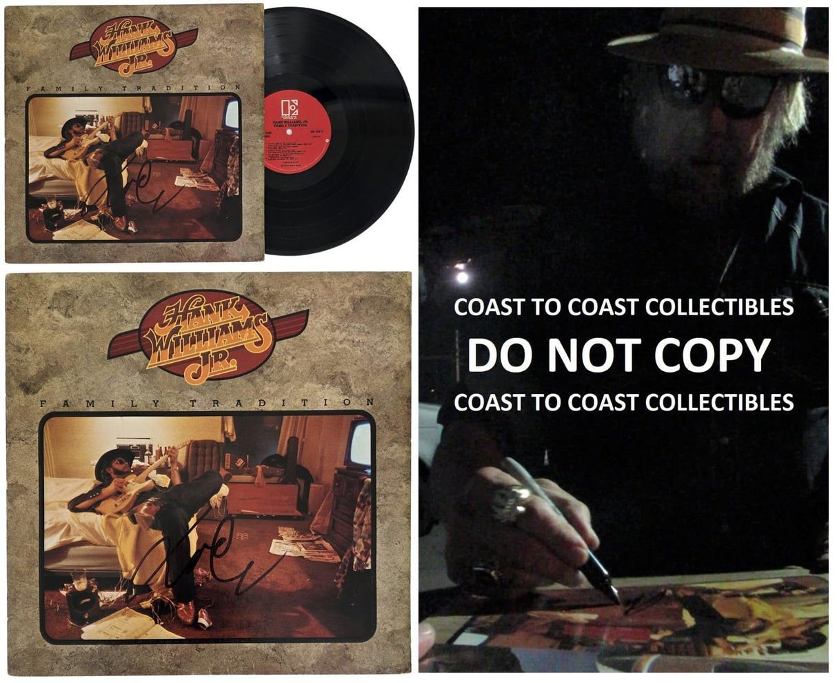 Hank Williams Jr Signed Family Tradition Album COA Proof Autographed Vinyl Record