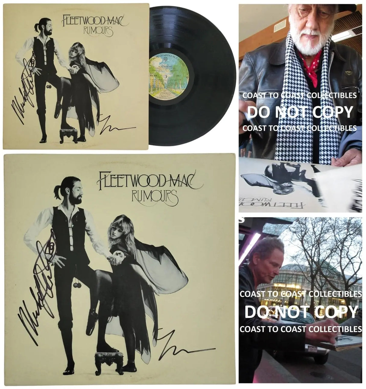 Mick Fleetwood Lindsey Buckingham Signed Fleetwood Mac Rumours Album Vinyl Record Proof