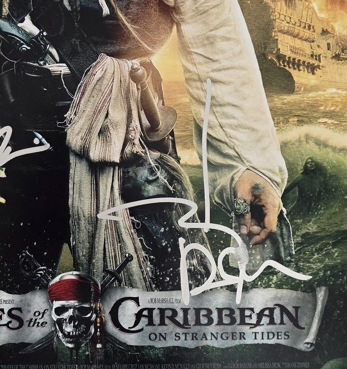 Johnny Depp Signed Pirates of the Caribbean On Stranger Tides 12x18 Photo COA Proof Autographed Jerry Bruckheimer