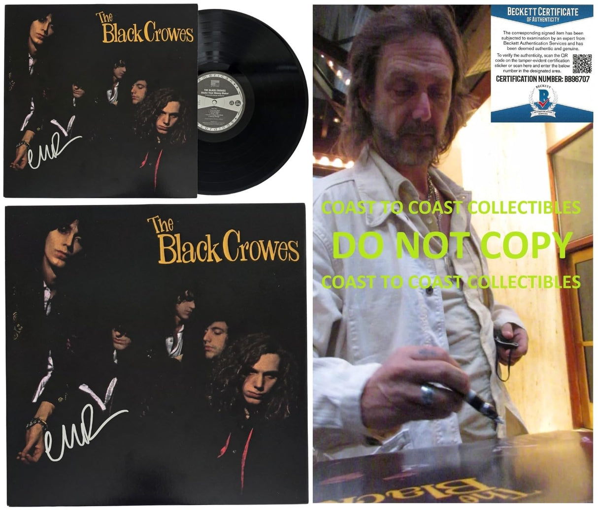 Chris Robinson Signed Black Crowes Shake your Money Maker Album Beckett COA Proof Autographed
