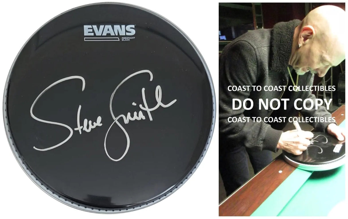 Steve Smith Signed 10'' Evans Drumhead COA Proof Autographed Journey Drummer